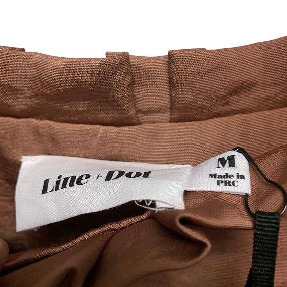 Line & Dot Ali Cool Brown Satin High Waist Crop Trouser Medium Pants paper Bag - Picture 4 of 6